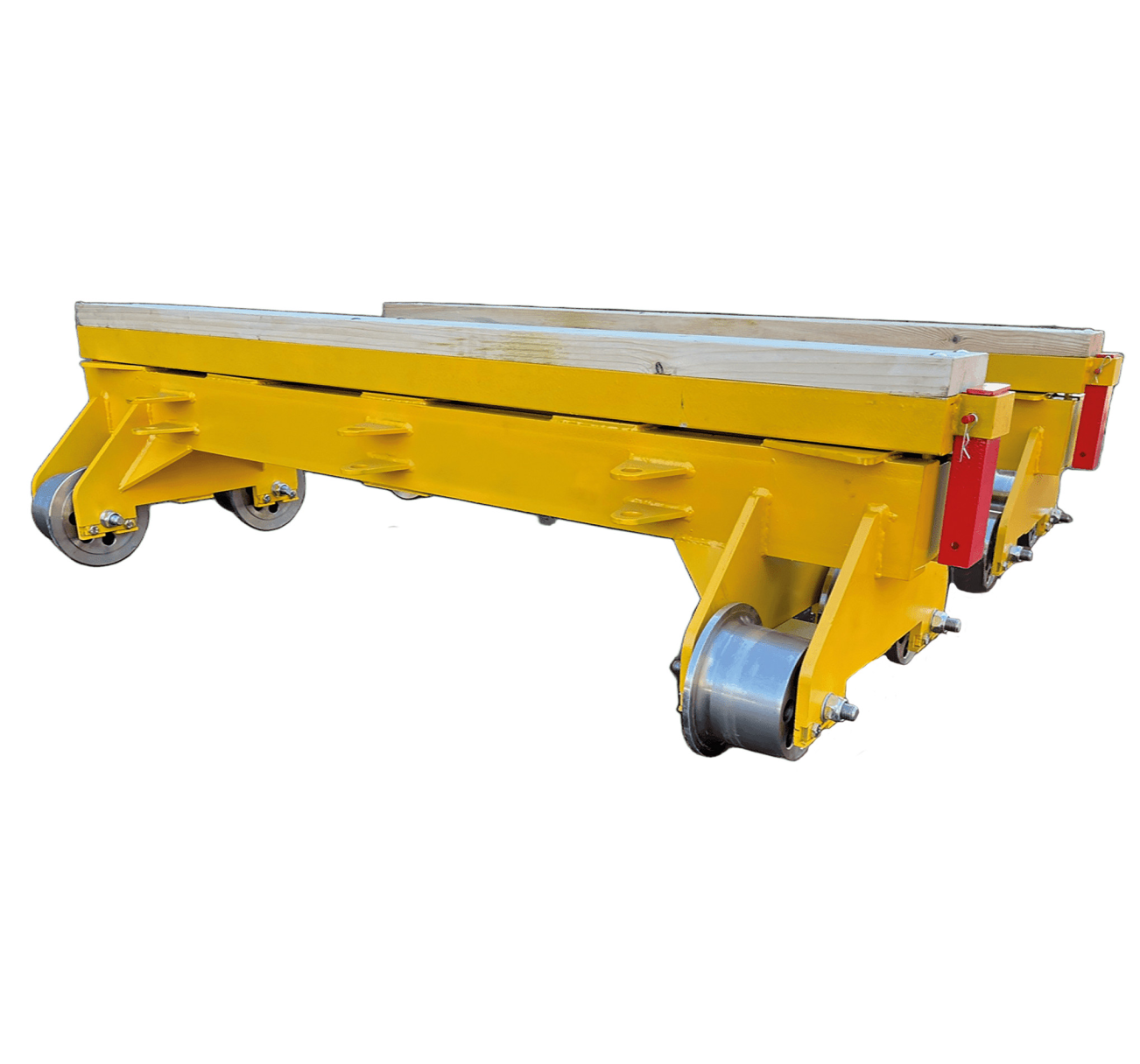 WÓZEK DO TRANSPORTU SZYN I PODKŁADÓW KTR-10 5T NA TOR 1435 mm  (na kołach stalowych fi-220)