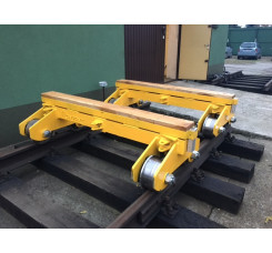 WÓZEK DO TRANSPORTU SZYN I PODKŁADÓW KTR-15 10T NA TOR 1435mm (na kołach stalowych fi-300)