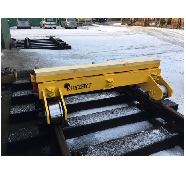 WÓZEK DO TRANSPORTU SZYN I PODKŁADÓW KTR-15 10T NA TOR 1435mm (na kołach stalowych fi-300)