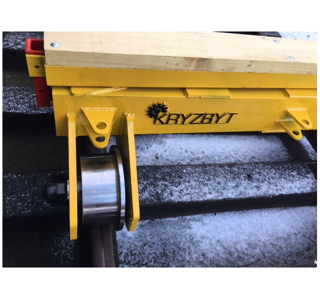 WÓZEK DO TRANSPORTU SZYN I PODKŁADÓW KTR-15 10T NA TOR 1435mm (na kołach stalowych fi-300)