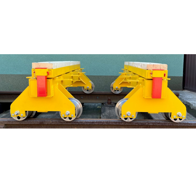 WÓZEK DO TRANSPORTU SZYN I PODKŁADÓW KTR-10 5T NA TOR 1435 mm  (na kołach stalowych fi-220)