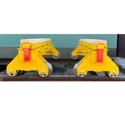 WÓZEK DO TRANSPORTU SZYN I PODKŁADÓW KTR-10 5T NA TOR 1435 mm  (na kołach stalowych fi-200)