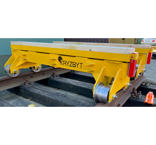 WÓZEK DO TRANSPORTU SZYN I PODKŁADÓW KTR-10 5T NA TOR 1435 mm  (na kołach stalowych fi-220)